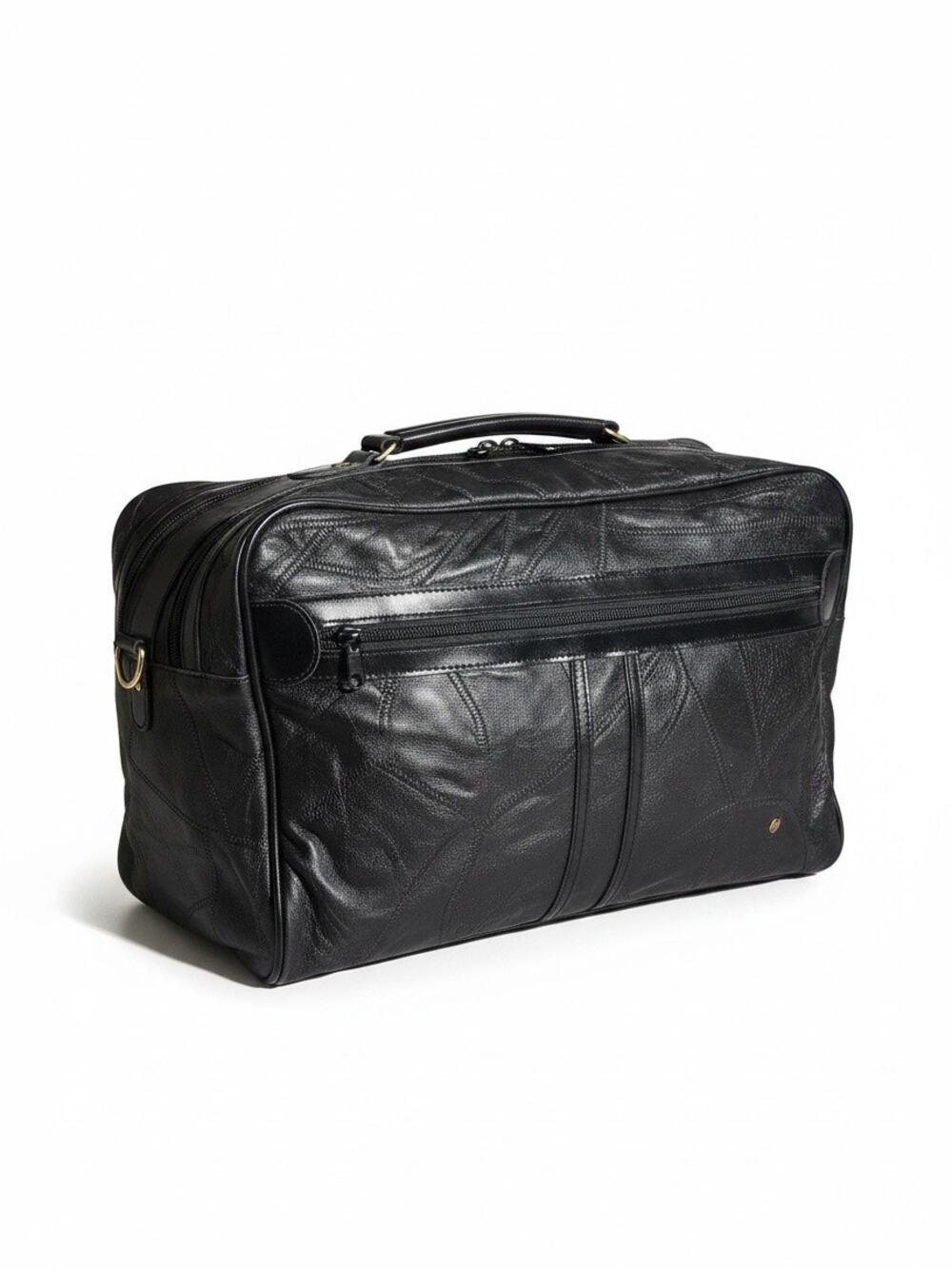 Vintage Beaugency Paris Black Lamb and Cow Leather Shoulder Travel Bag Movitex